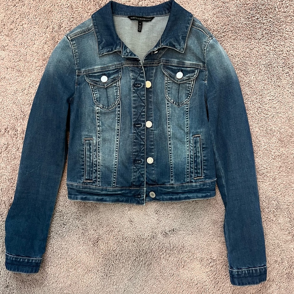 White House Black Market Indigo Denim Jacket Size 6